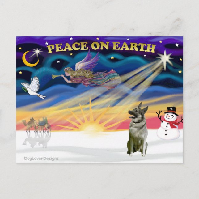 Cartes Pour Fêtes Annuelles Lever de soleil de Noël - Elkhound norvégien (Devant)