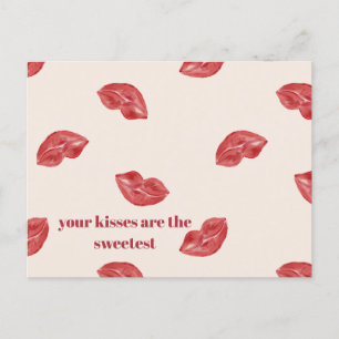 Cartes Pour Fêtes Annuelles Lèvres de baiser Rouge sur la couleur beige grande