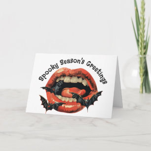 Cartes Pour Fêtes Annuelles Lèvres de Vampire Halloween Vintage et Chauves-sou