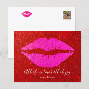 Cartes Pour Fêtes Annuelles Lèvres roses paillettes rouges Saint-Valentin Tout
