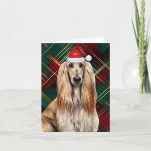 Cartes Pour Fêtes Annuelles Lévrier Afghan Noël Chien Rouge Carreaux de Noël