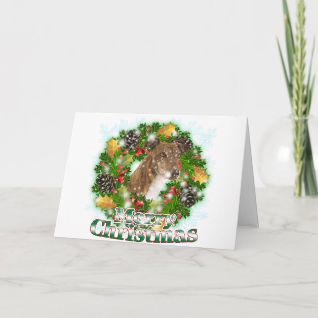 Cartes Pour Fêtes Annuelles Lévrier de Joyeux Noël (Devant)