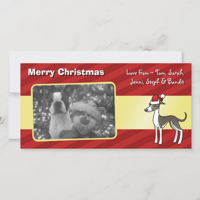 Cartes Pour Fêtes Annuelles Lévrier de Noël/whippet/lévrier italien (Devant)