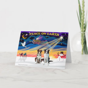 Cartes Pour Fêtes Annuelles Lévriers de la frontière de lever de soleil de Noë