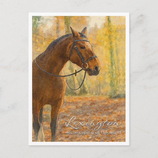 Cartes Pour Fêtes Annuelles Lexington KY Horse Capital | Aquarelle (Devant)