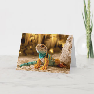 Cartes Pour Fêtes Annuelles Lézard à collerette au crochet visite les grottes 