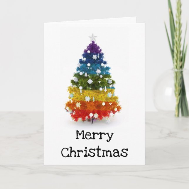 Cartes Pour Fêtes Annuelles LGBT Gay Rainbow Christmas Tree personnalisé (Devant)