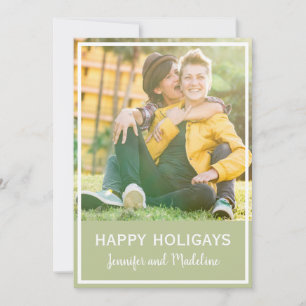 Cartes Pour Fêtes Annuelles LGBT Happy Holigays Christmas Photo Olive Green