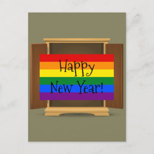 Cartes Pour Fêtes Annuelles LGBT Rainbow coming out of the closet New Year