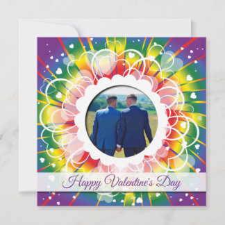 Cartes Pour Fêtes Annuelles LGBT Rainbow Custom Photo Saint Valentin