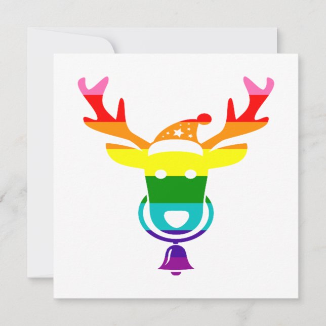 Cartes Pour Fêtes Annuelles LGBTQ Pride Arc-en-ciel drapeau mignon renne de No (Devant)