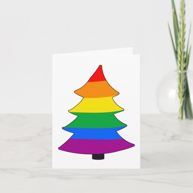 Cartes Pour Fêtes Annuelles LGBTQ+ Rainbow Pride Holigay Tree (Devant)