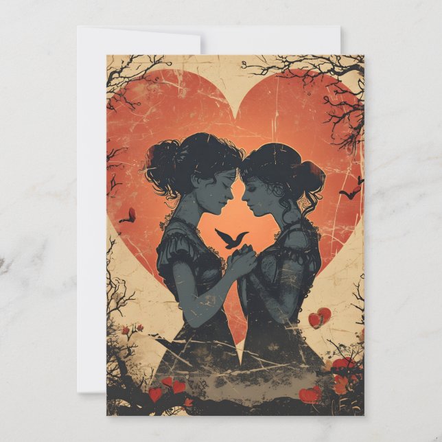 Cartes Pour Fêtes Annuelles LGBTQ Saint-Valentin vintage (Devant)