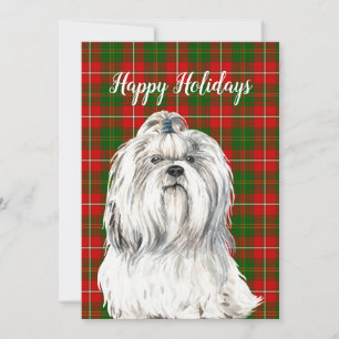 Cartes Pour Fêtes Annuelles Lhasa Apso Chien à l'aquarelle Personnalisé 