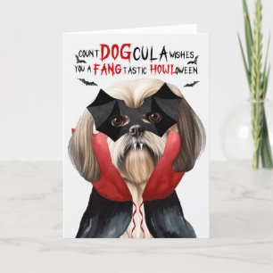 Cartes Pour Fêtes Annuelles Lhasa Apso Chien drôle Nombre de DOGcula Halloween