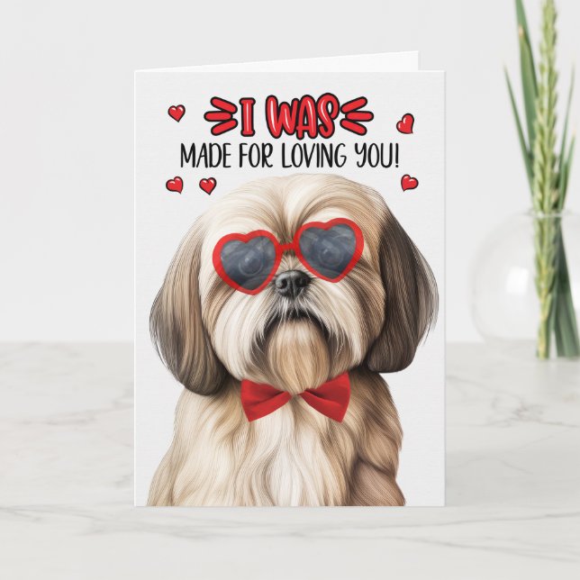 Cartes Pour Fêtes Annuelles Lhasa Apso Chien fait pour vous aimer Valentine (Devant)