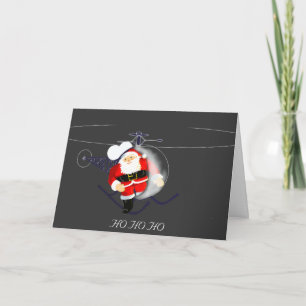 Cartes Pour Fêtes Annuelles L'hélicoptère du Père Noël