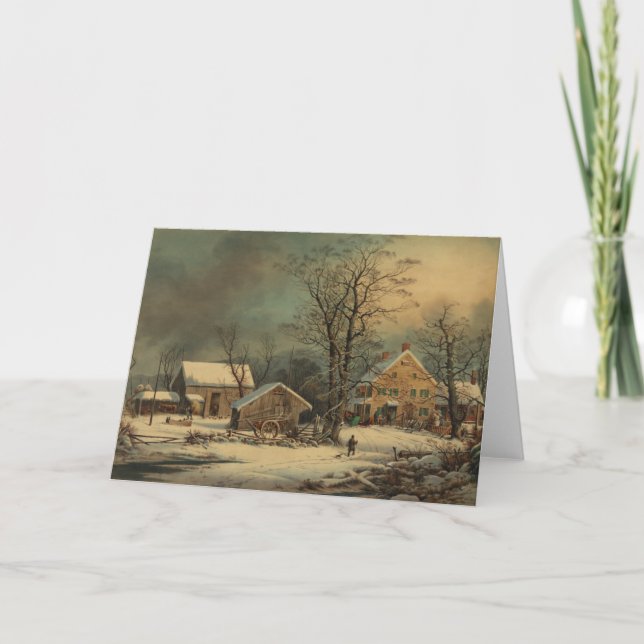 Cartes Pour Fêtes Annuelles L'Hiver Dans Le Pays : Un Matin Froid (Devant)