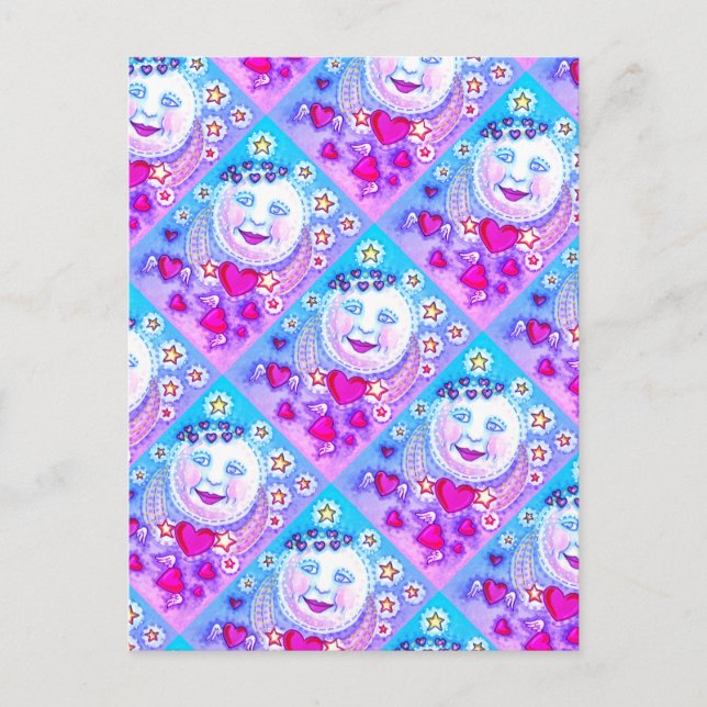 CARTES POUR FÊTES ANNUELLES L'HOMME DE VALENTINE DANS LA LUNE, LES ÉTOILES ET  (Devant)