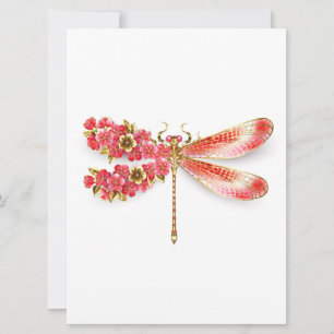 Cartes Pour Fêtes Annuelles libellule de fleurs avec sakura de bijoux