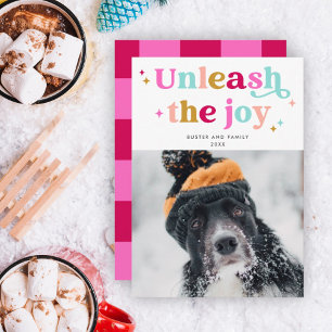 Cartes Pour Fêtes Annuelles Libérez la Joie Photo de Noël Rétro de Compagnon