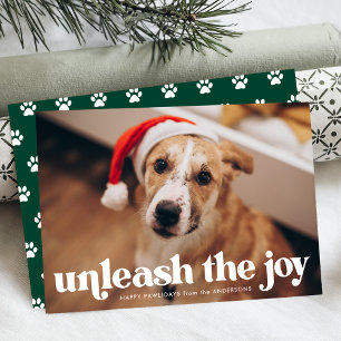 Cartes Pour Fêtes Annuelles Libérez la photo de chien vert Joie