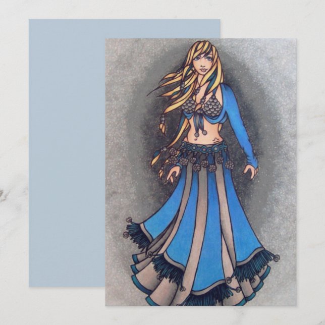 Cartes Pour Fêtes Annuelles Libra Belly Dancer (Devant / Derrière)
