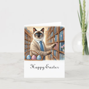 Cartes Pour Fêtes Annuelles Librairie de chat avec panier d'oeufs de Pâques da