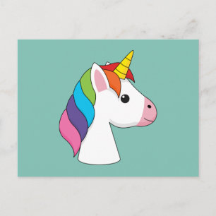 Cartes Pour Fêtes Annuelles Licorne Magique Mignonne avec Cheveux Colorés