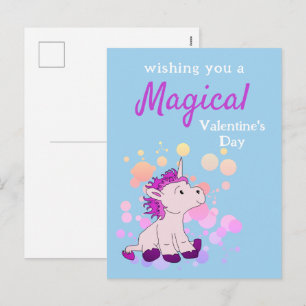 Cartes Pour Fêtes Annuelles Licorne Rose Magique Saint-Valentin 