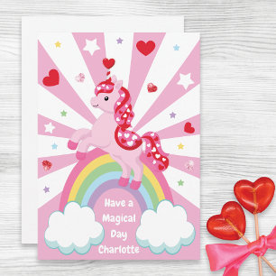 Cartes Pour Fêtes Annuelles Licorne Rose Saint-Valentin Enfants Salle de Class