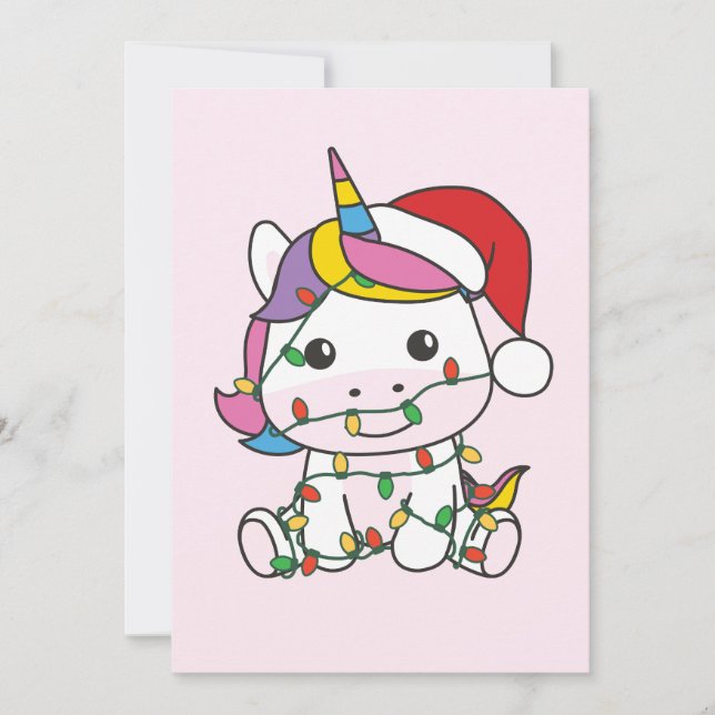 Cartes Pour Fêtes Annuelles Licornes Noël Animaux d'hiver Fêtes Licornes (Devant)