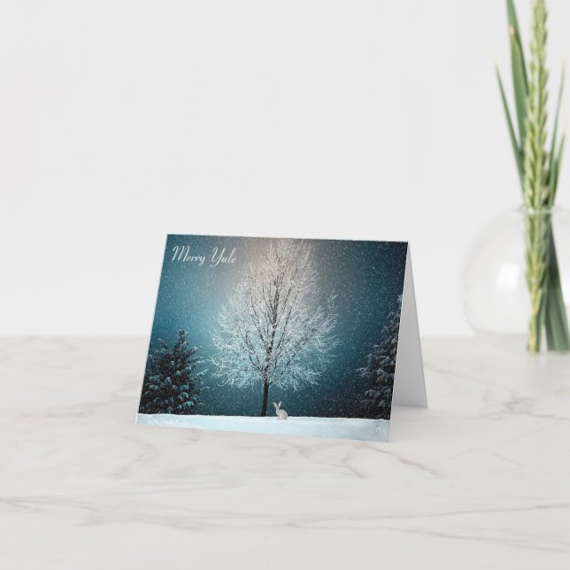 Cartes Pour Fêtes Annuelles Lièvres dans la neige (Noël) (Devant)