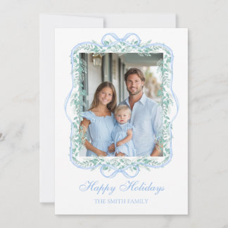 Cartes Pour Fêtes Annuelles Light Blue Christmas Greenery Grandmillennial