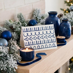 Cartes Pour Fêtes Annuelles Ligne artistique architecturale   Cobalt Noël Paix