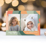Cartes Pour Fêtes Annuelles Ligne biologique Art Abstrait - 2 Photo Jade Coral<br><div class="desc">Un art abstrait bio aux couleurs vert et corail. Le design moderne met en valeur vos photos préférées pour la saison de Noël. Le devant comprend également une police calligraphique pour le salut et un simple motif d'art abstrait à l'arrière. Si vous avez besoin de déplacer quelque chose, cliquez sur...</div>