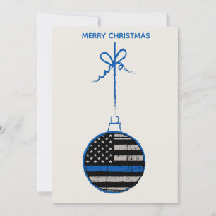 Cartes Pour Fêtes Annuelles Ligne Bleue Mince Noël - Police Family