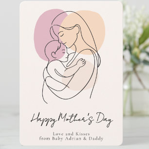 Cartes Pour Fêtes Annuelles Ligne d'art moderne minimaliste Maman et bébé Fête
