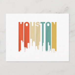 Cartes Pour Fêtes Annuelles Ligne d'horizon de Houston Texas Style Rétro Année