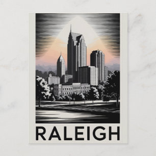 Cartes Pour Fêtes Annuelles Ligne d'horizon de Raleigh Caroline du Nord Gravur