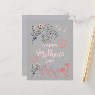 Cartes Pour Fêtes Annuelles Ligne Moderne Art Mère et Bébé Bonne Fête des Mère