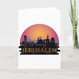 Cartes Pour Fêtes Annuelles Ligne Skyline de la vieille ville de Jérusalem - V