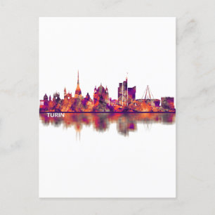 Cartes Pour Fêtes Annuelles Ligne Skyline Turin Italie