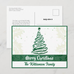 Cartes Pour Fêtes Annuelles Lignes courbes Arbre de Noël Feuilles blanches ver