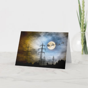 Cartes Pour Fêtes Annuelles Lignes électriques, Père Noël et Noël sous la plei