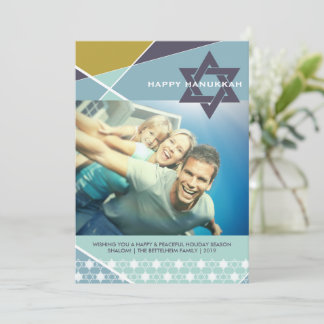 Cartes Pour Fêtes Annuelles Lignes géométriques Étoile bleue de David Photo Ha