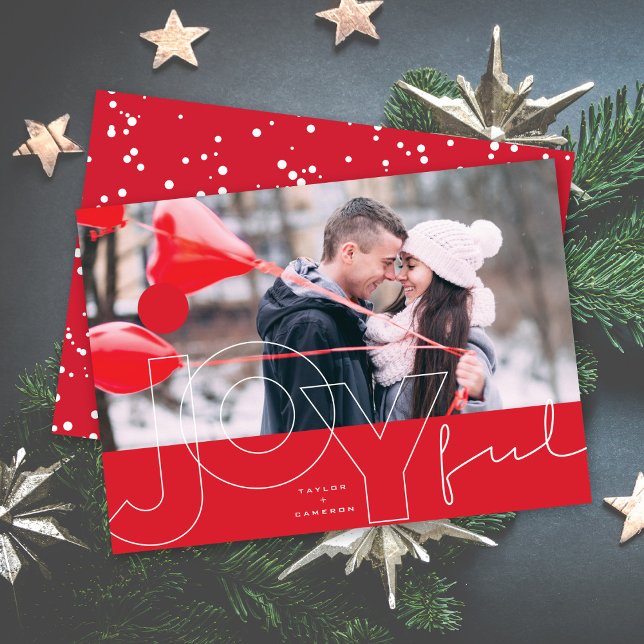 Cartes Pour Fêtes Annuelles Lignes Joyeuses Big Red Dot Typographie moderne Ph (Créateur téléchargé)