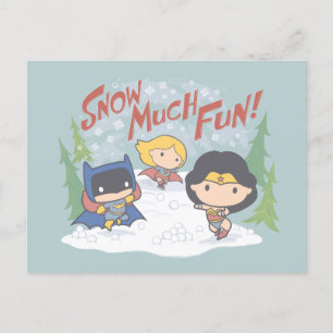 Cartes Pour Fêtes Annuelles Ligue de Justice Chibi Snowball combat