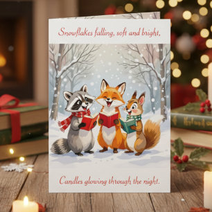 Cartes Pour Fêtes Annuelles Lil Forest Animaux chantant Noël Carols