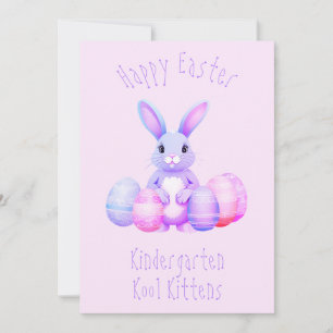 Cartes Pour Fêtes Annuelles Lilac Bunny Et Pastel Oeufs De Pâques Jardin D'Enf